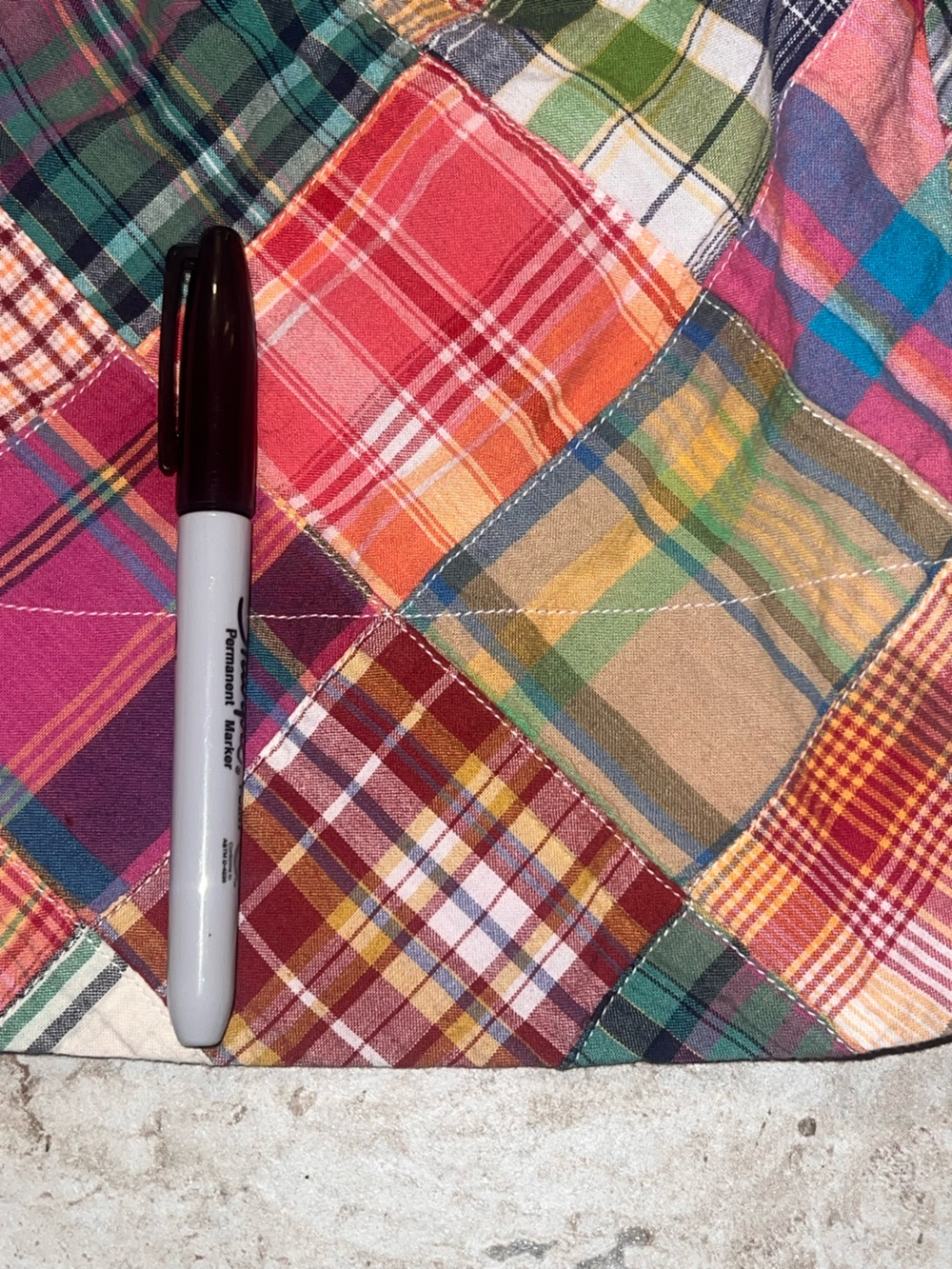 Y2K VTG CAbi Patchwork Skirt, Madris Pink Plaid Patch Mini Skirt pockets size 2 - Picture 7 of 12